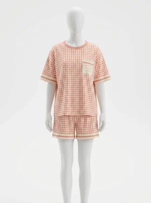 Pyjama short coton brassière intégrée femme ludique - Vue 1 - Pyjama short