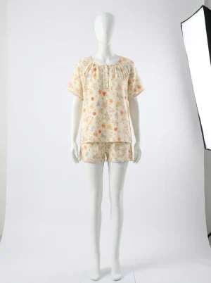 Pyjama short coton crépon léger été femme - Vue 1 - Pyjama short