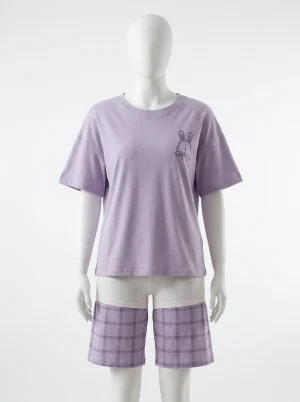 Pyjama short coton femme rembourré été décontracté - Vue 1 - Pyjama short