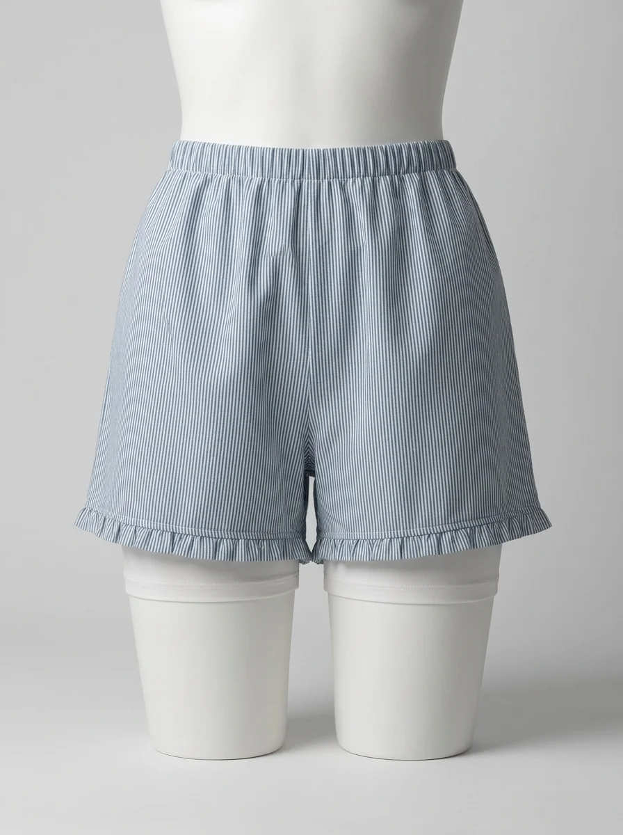 Pyjama short coton volanté carreaux vintage femme - Vue 11 - Pyjama short