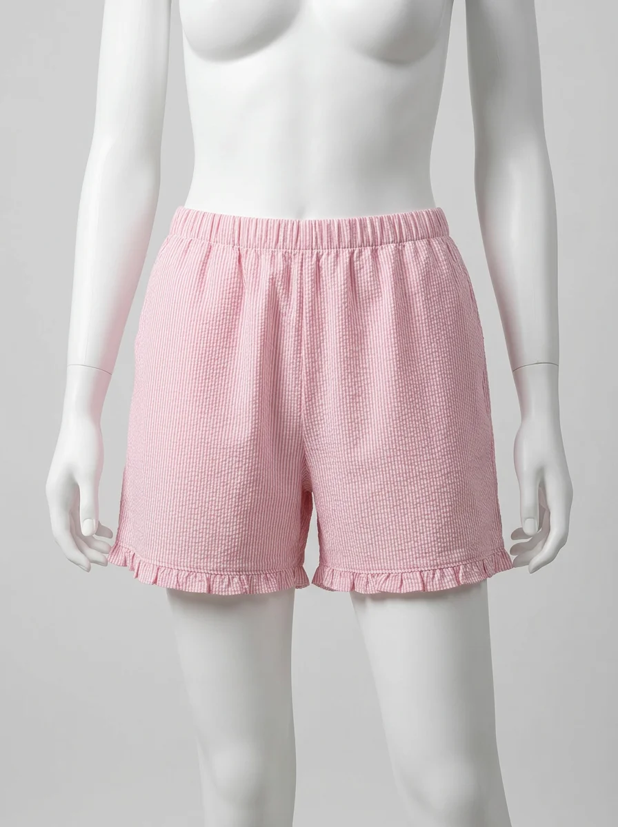 Pyjama short coton volanté carreaux vintage femme - Vue 12 - Pyjama short