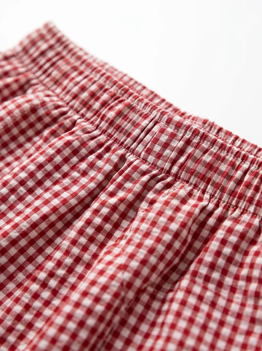 Pyjama short coton volanté carreaux vintage femme - Vue 4 - Pyjama short