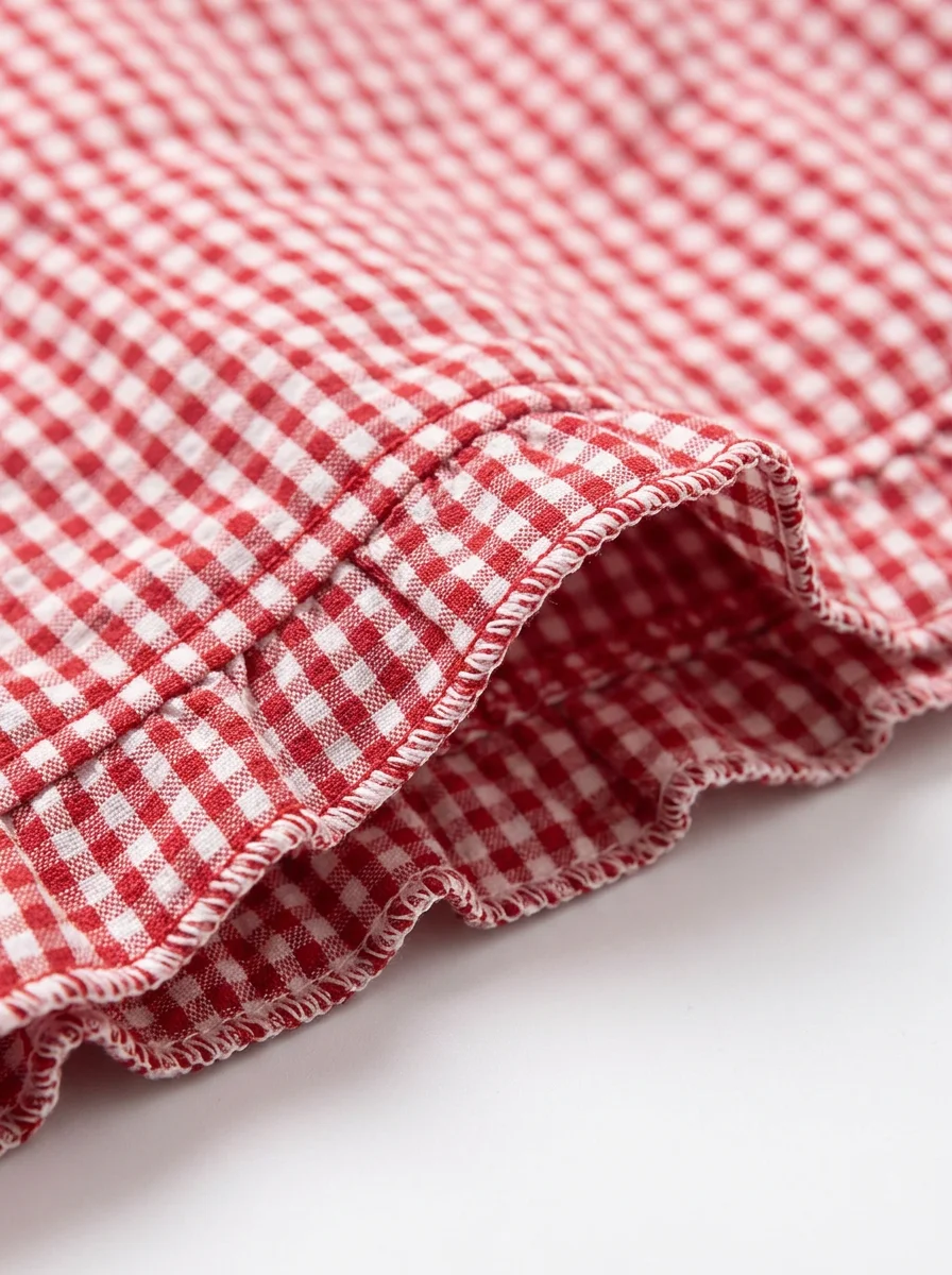 Pyjama short coton volanté carreaux vintage femme - Vue 5 - Pyjama short