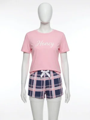 Pyjama short femme fluide carreaux décontracté - Vue 1 - Pyjama short