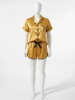 Pyjama short femme romantique imprimé cœur fluide - Vue 1 - Pyjama short