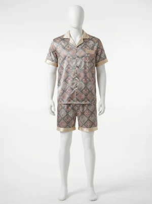 Pyjama short imprimé géométrique homme chic décontracté - Vue 1 - Pyjama short