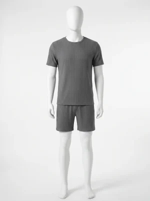 Pyjama short maille extensible homme sport décontracté - Vue 1 - Pyjama short