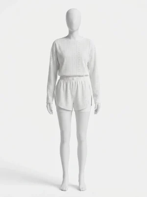 Pyjama short manches longues femme sexy décontracté - Vue 1 - Pyjama short