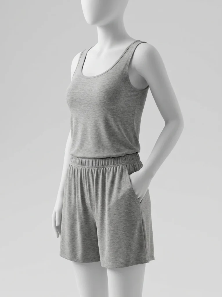 Pyjama short modal coton débardeur femme rembourré - Vue 2 - Pyjama short