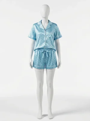 Pyjama short soie rayonne satiné femme chic décontracté - Vue 1 - Pyjama short