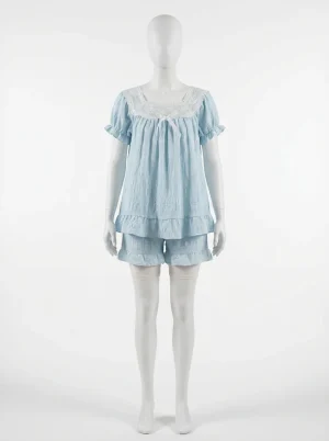 Pyjama short vaporeux style rétro femme nuit été - Vue 1 - Pyjama short